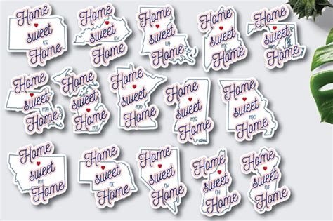 Download Home Sweet Home Us States Stickers Svg Cut Images